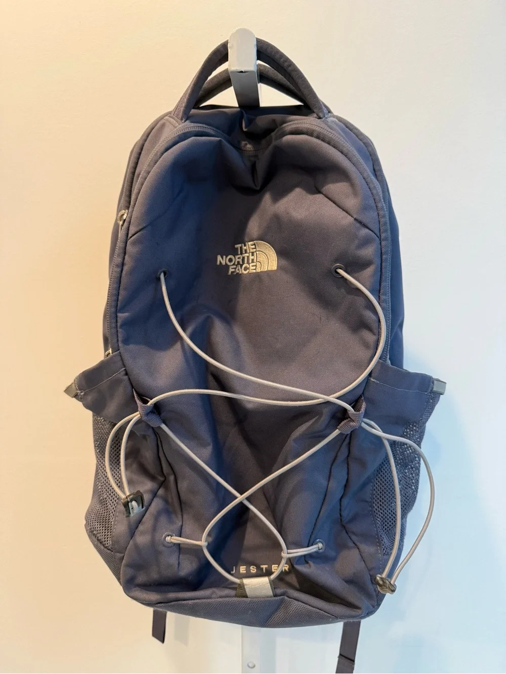The North Face Jester Backpack Navy Blue Gray Accents Embroidered Logo